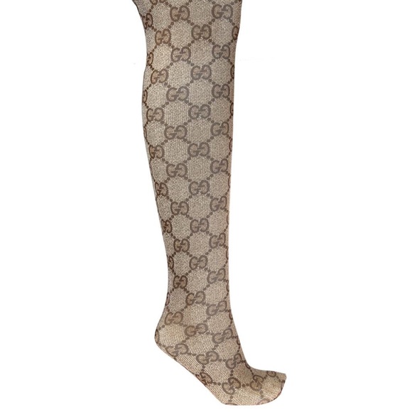 NWT AUTH Gucci Tan GG Logo Tights SM - Picture 3 of 8